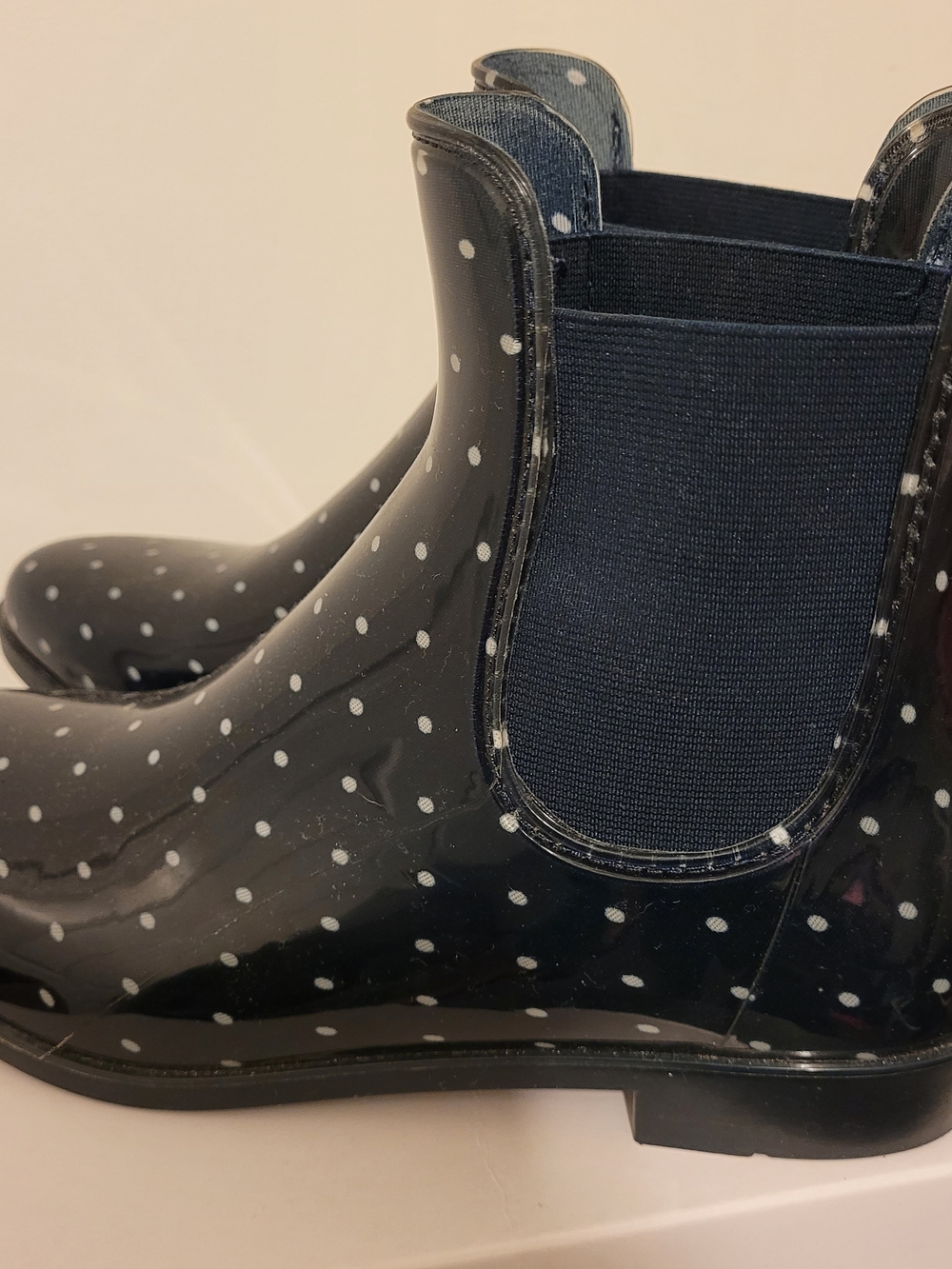 Joe Fresh Black and White Polka Dot Rain Chelsea Boots